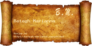 Betegh Marianna névjegykártya